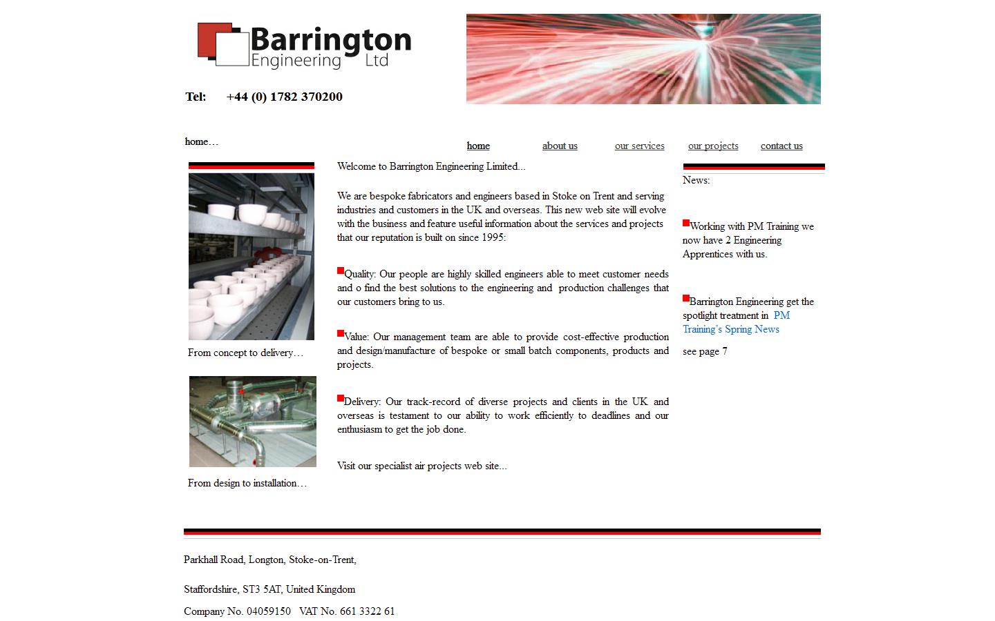 Barrington Engineering Ltd Website