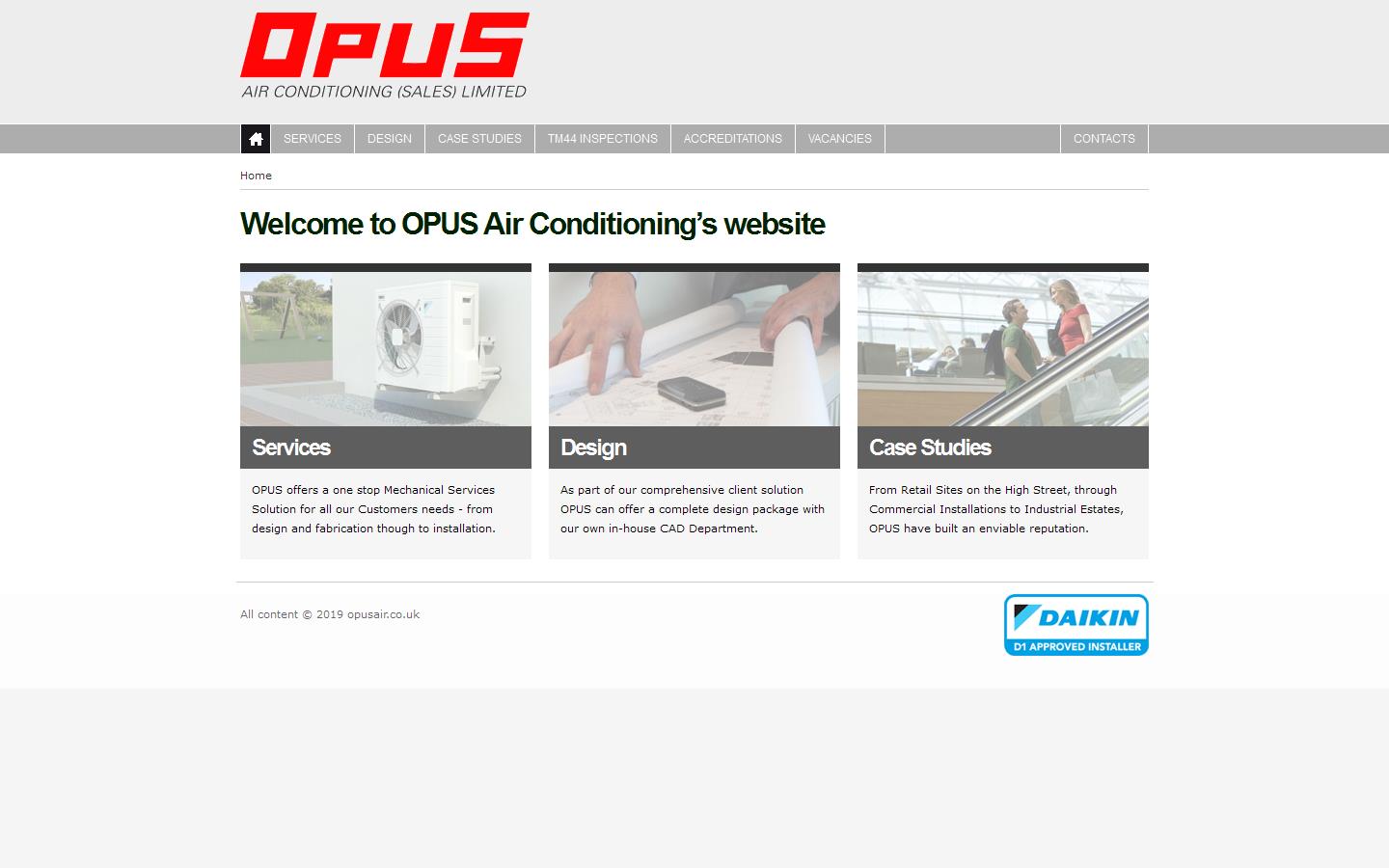 Opus Air Conditioning Sales Ltd Website