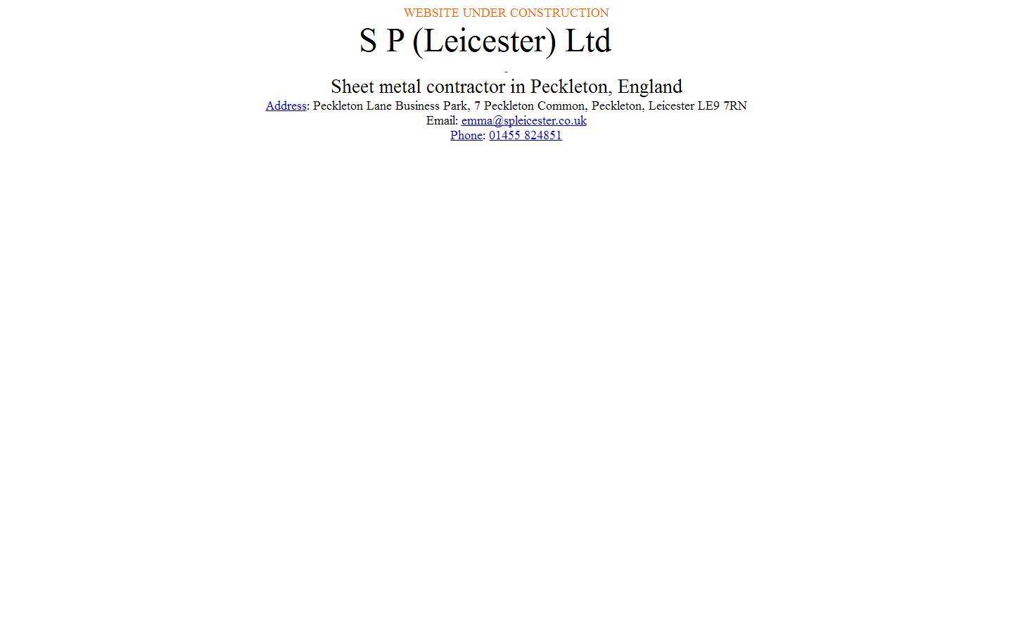 S P Leicester Ltd Website