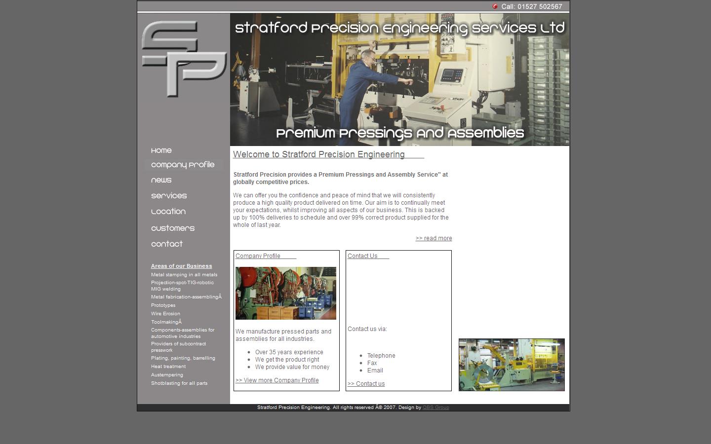 Stratford Precision Engineering Services Ltd Website