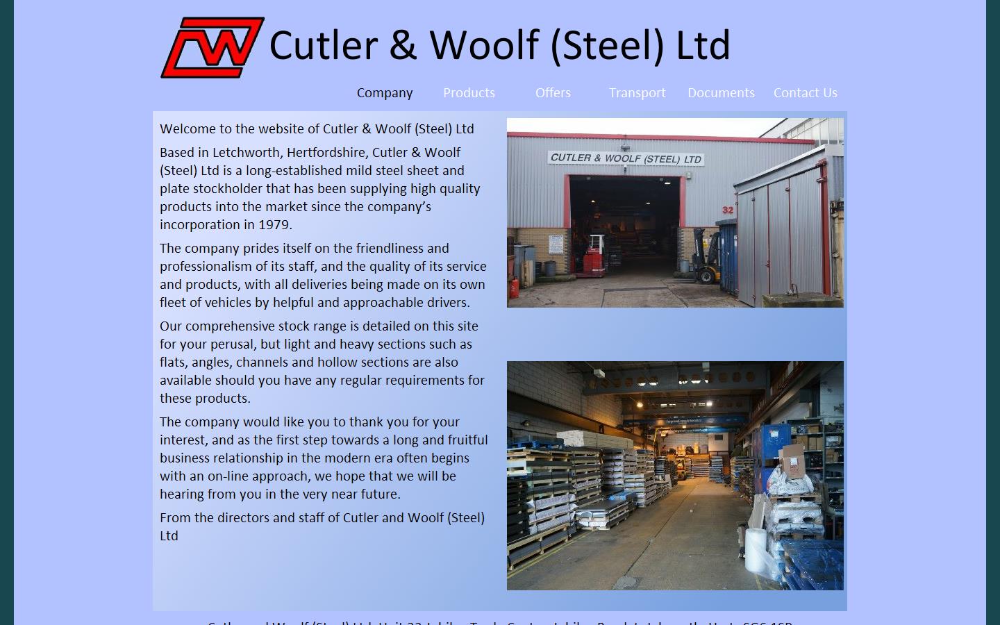 Cutler & Woolf Steel Ltd Website
