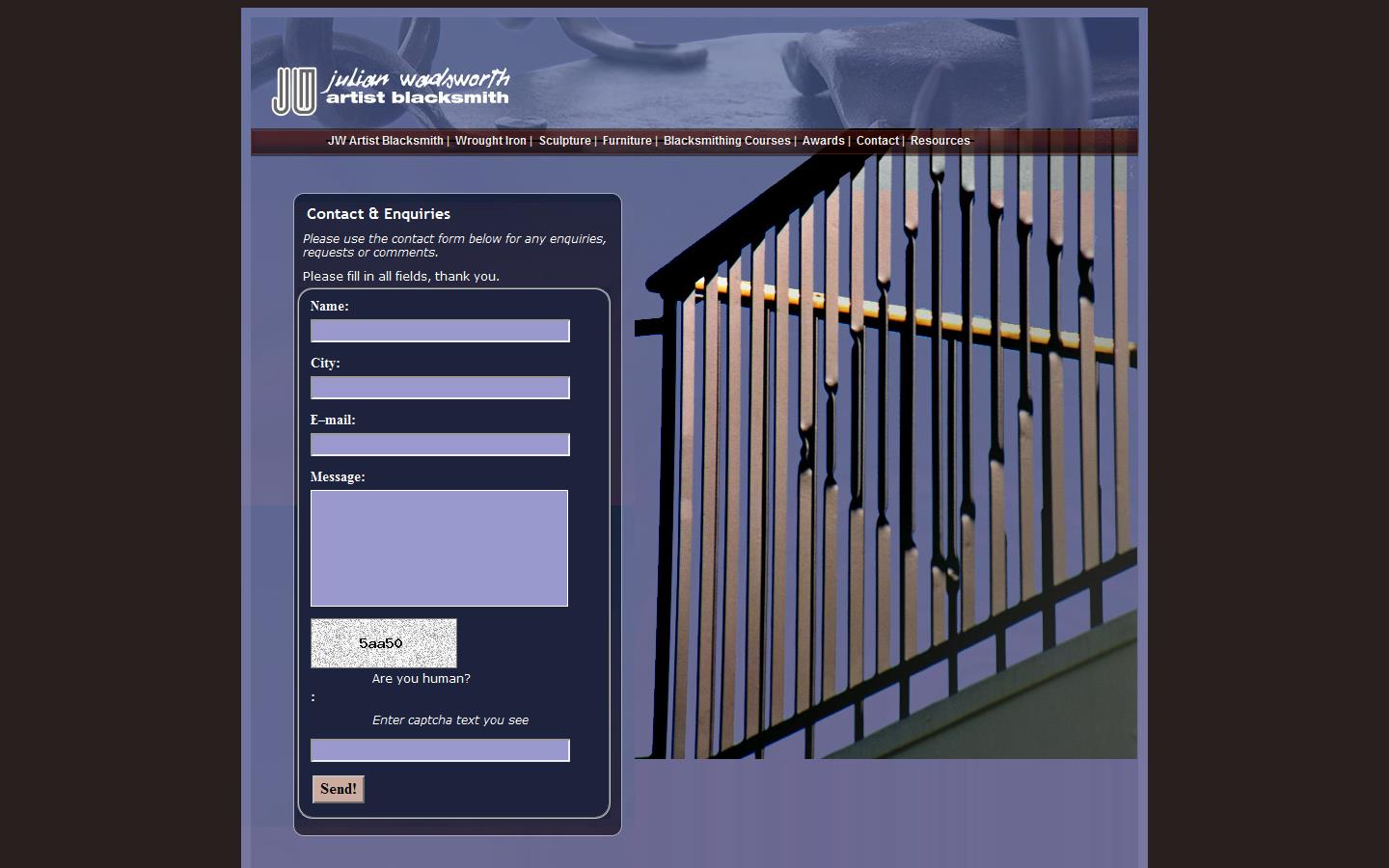 Julian Wadsworth Artist Blacksmith Website