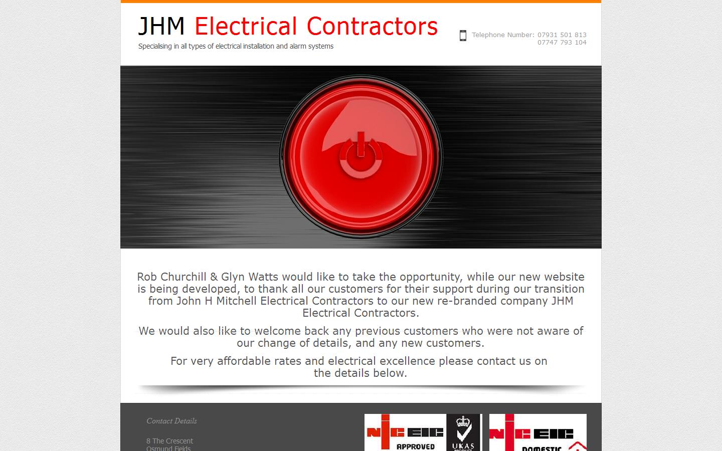 J H M Electrical Contractors Website