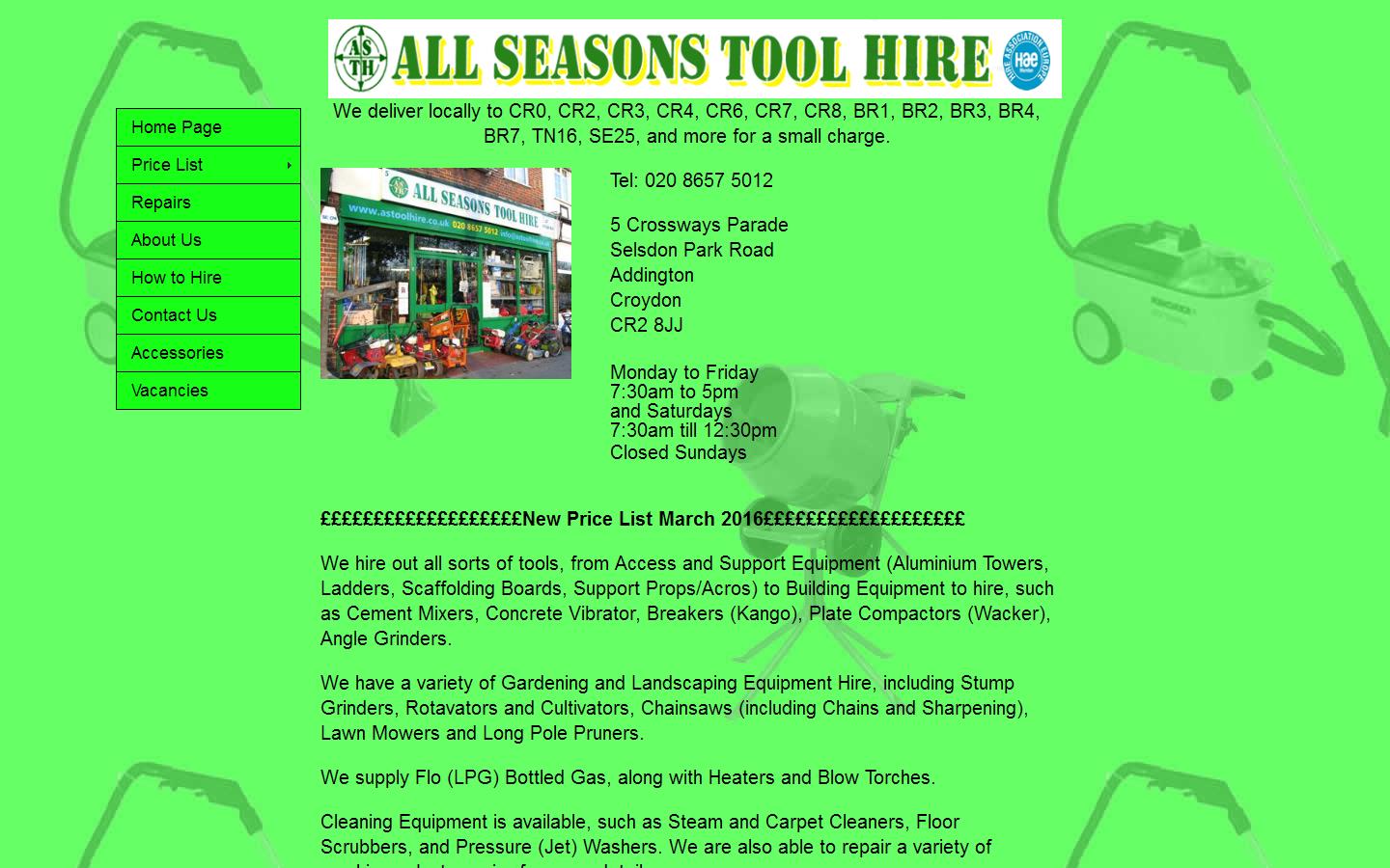All Seasons Tool Hire Website