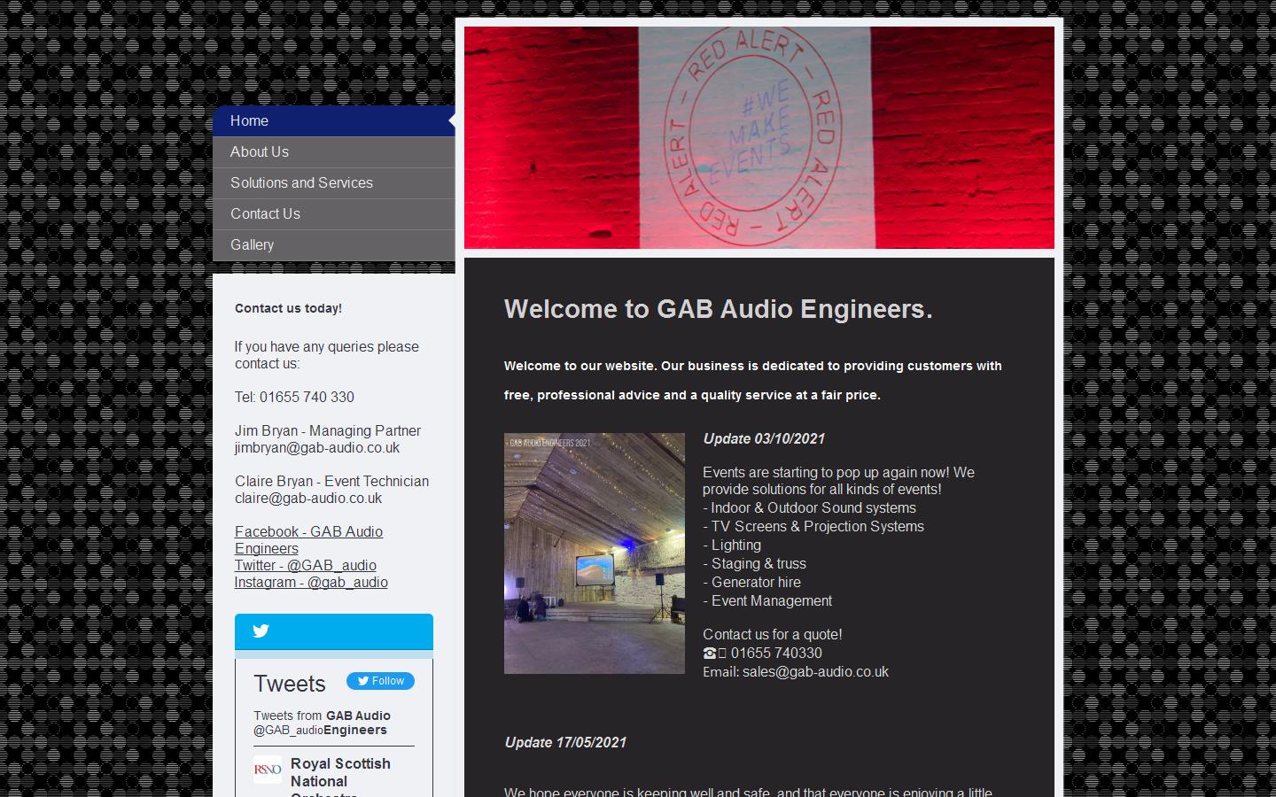 G A B Audio Engineers Website