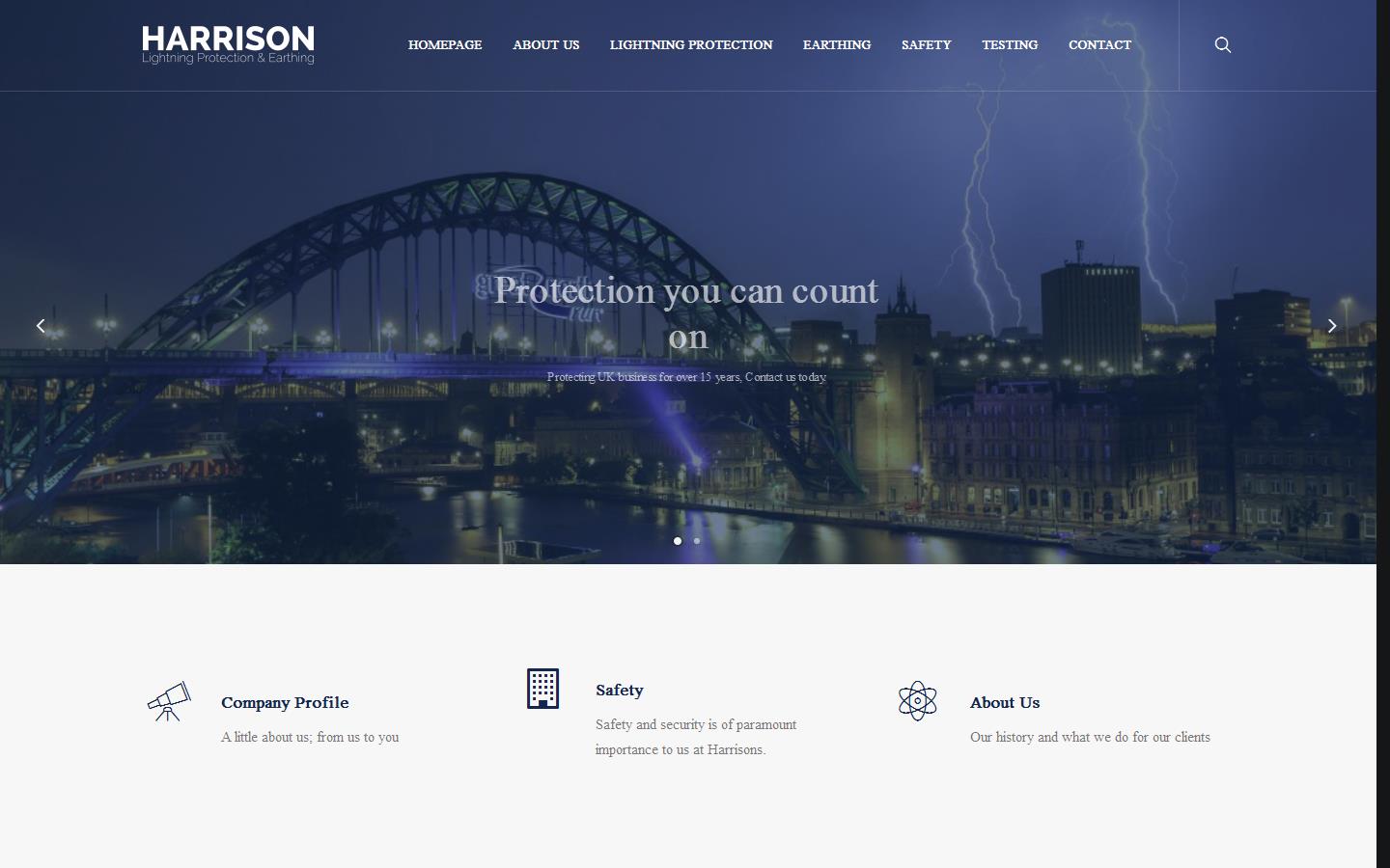 Harrison Lightning & Earthing Ltd Website