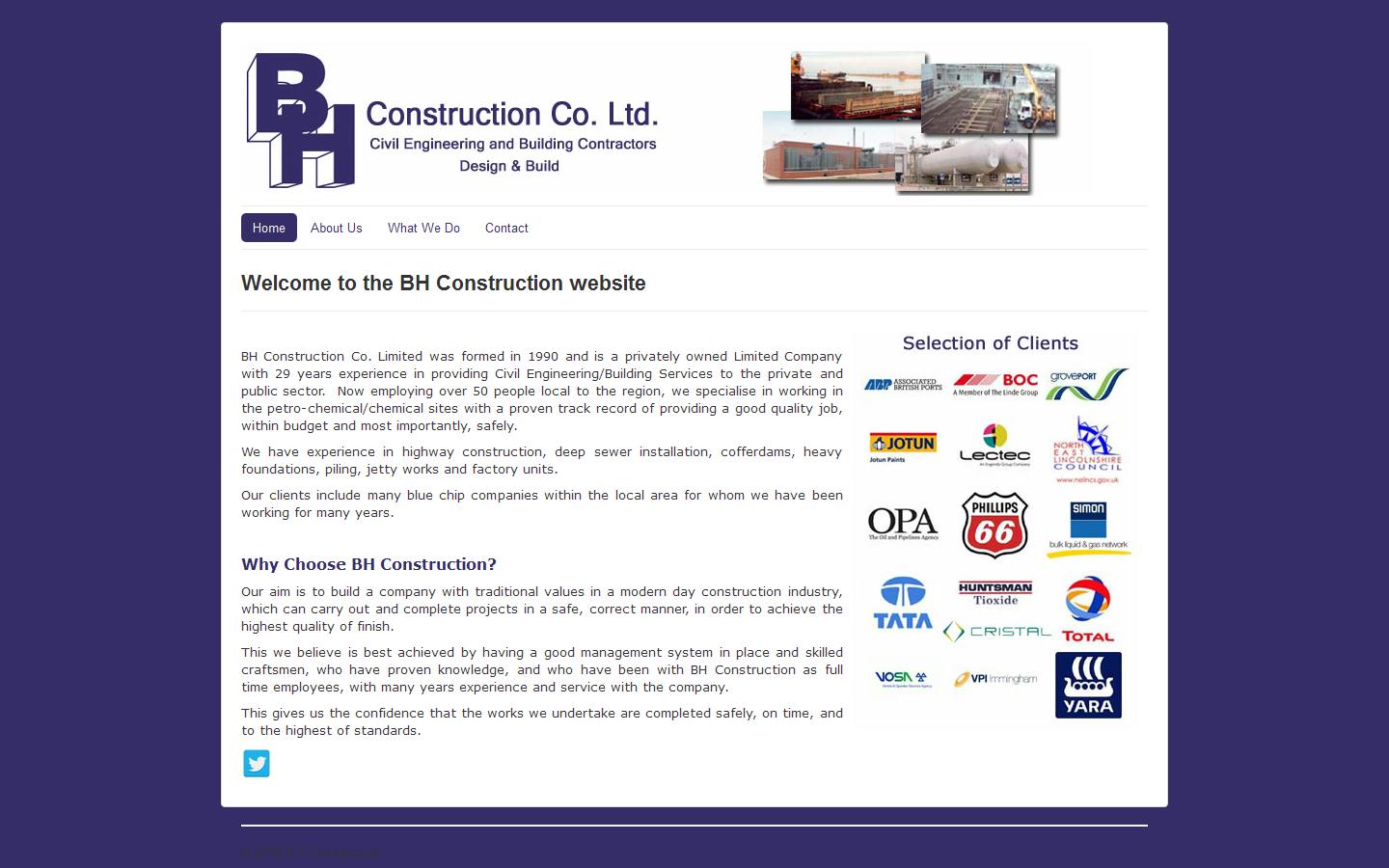 B H Construction Co. Ltd Website