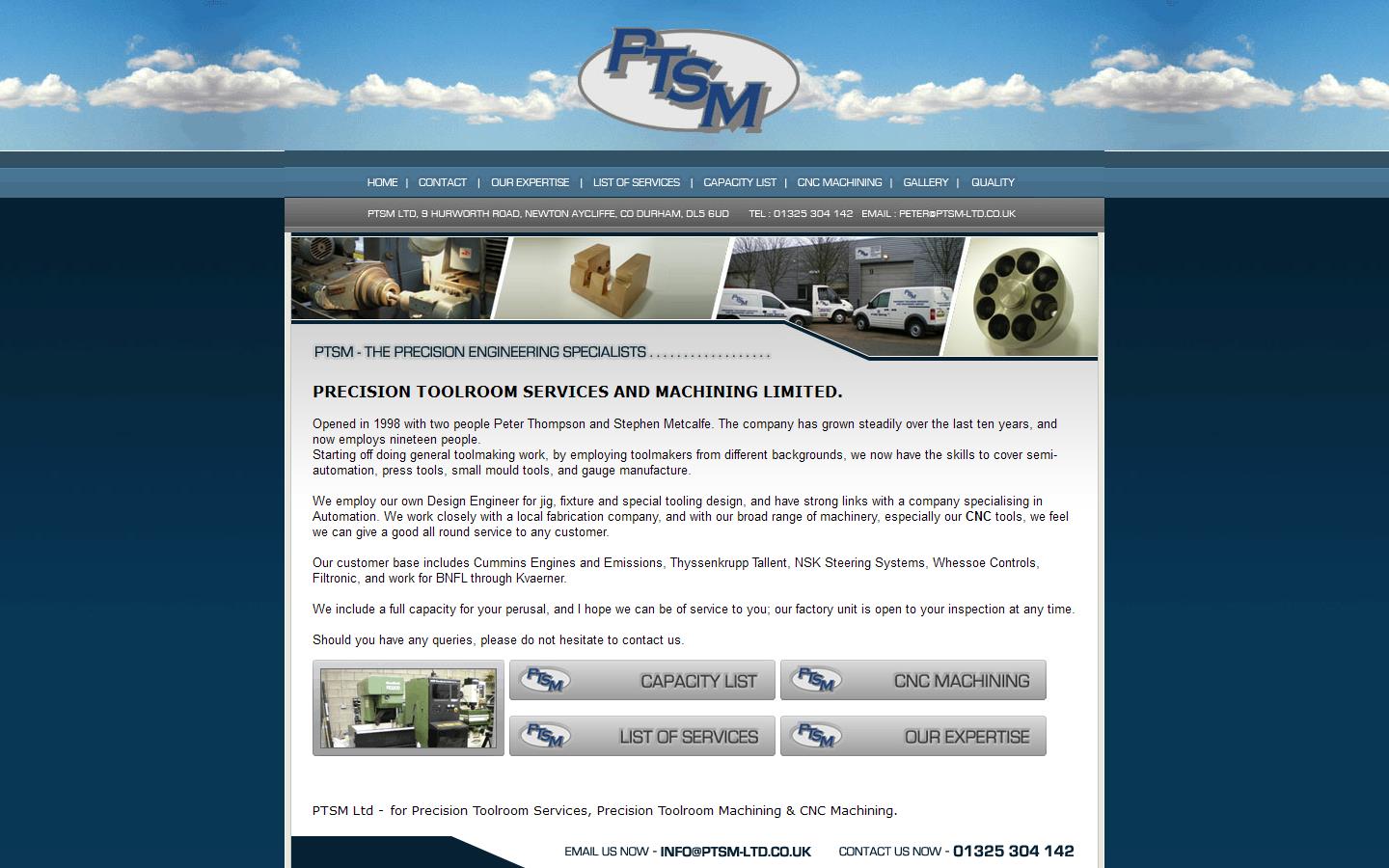 Precision Toolroom Services & Machining Ltd Website