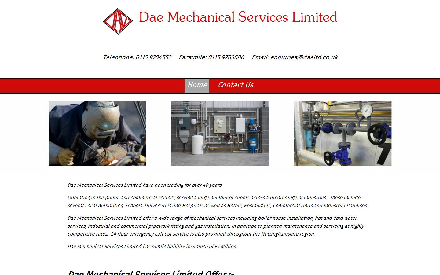 D A E Mechanical Services Ltd Website