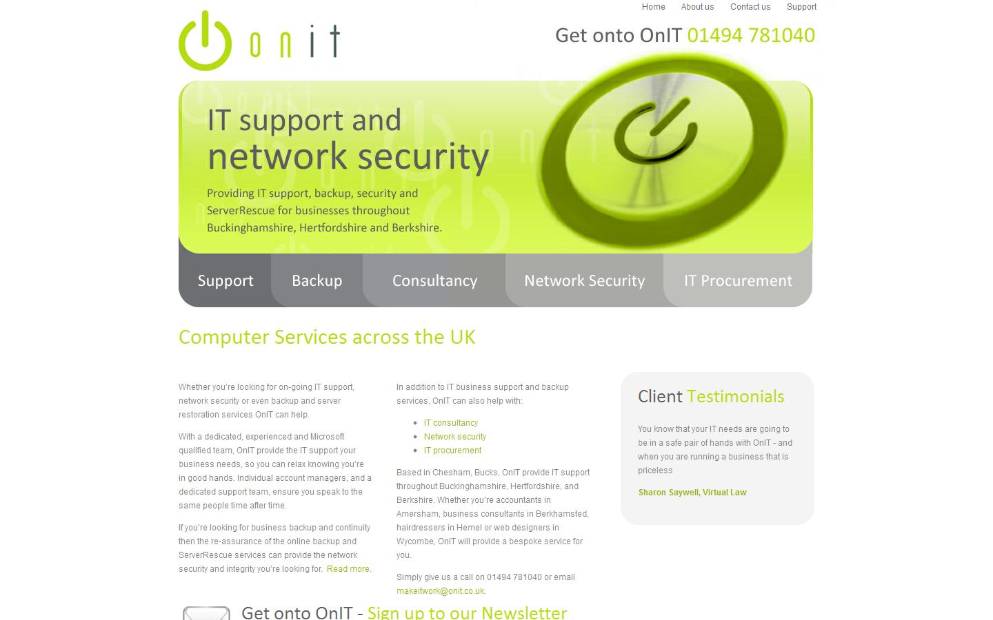Onit Services Ltd Website