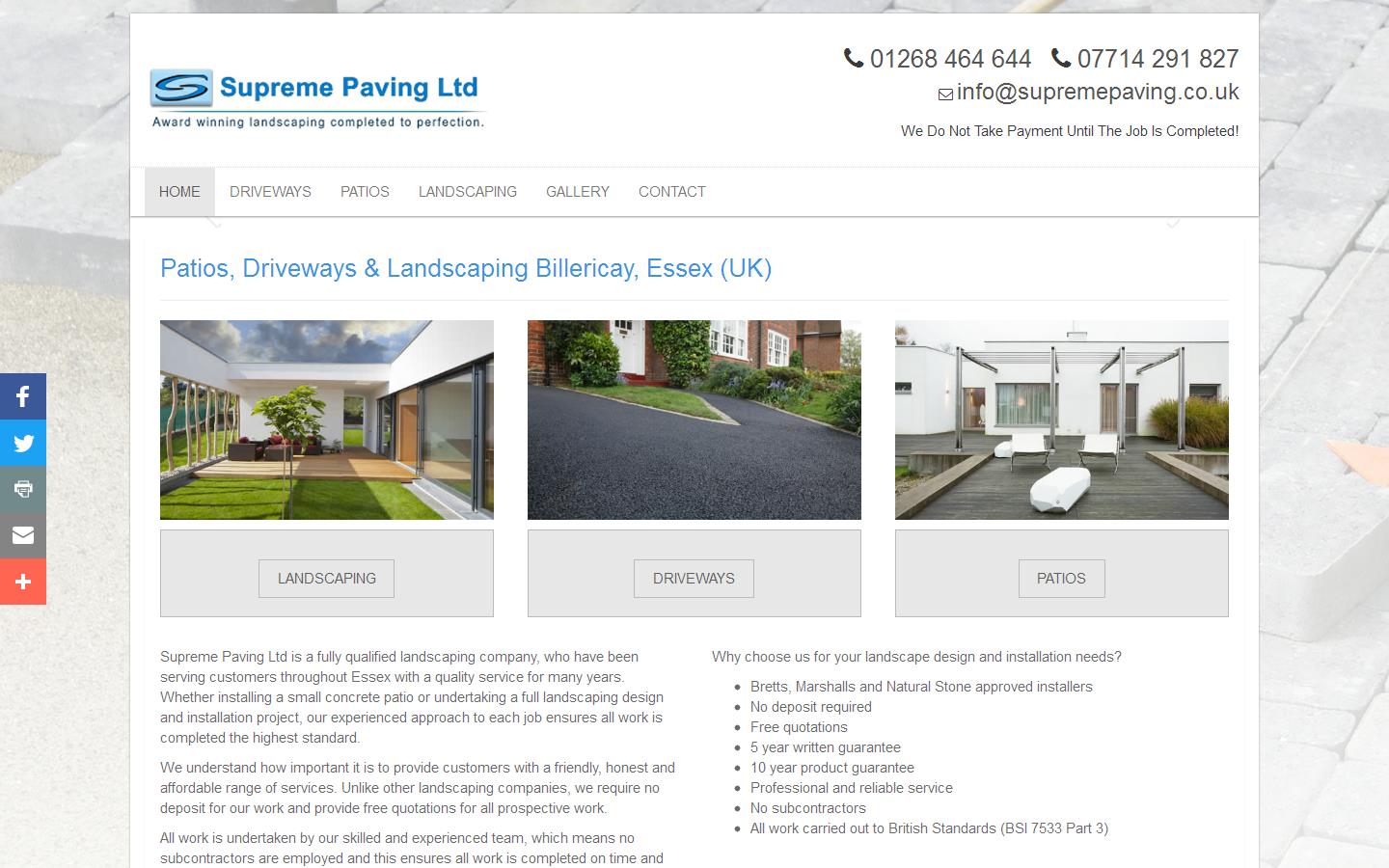 Supreme Paving Ltd Website