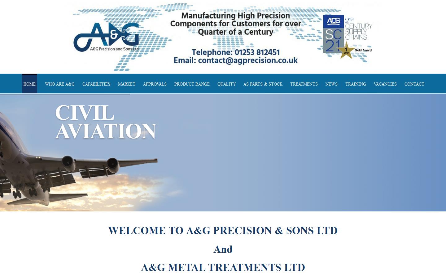 A & G Precision & Sons Ltd Website