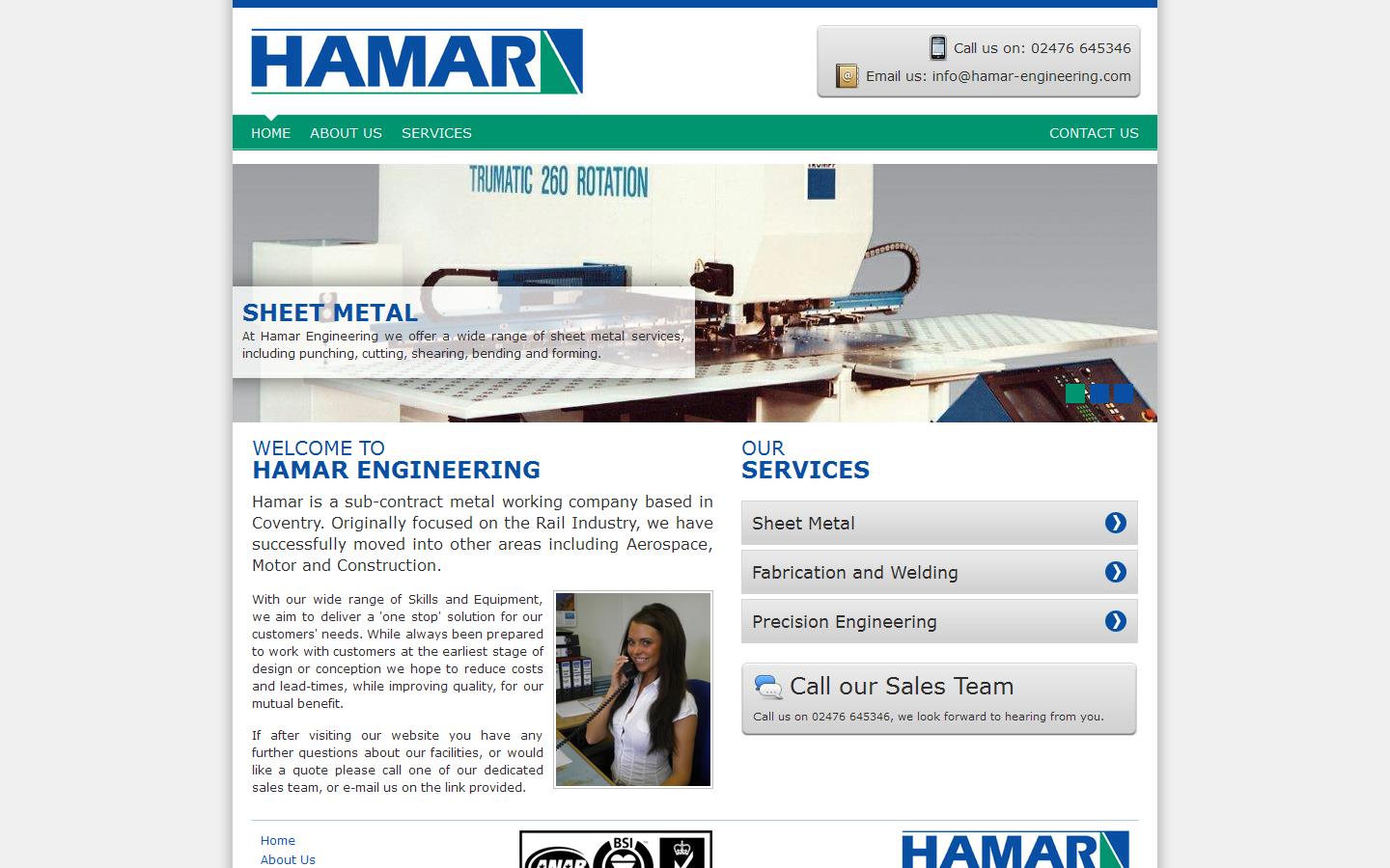 Hamar Engineering Coventry Ltd Website