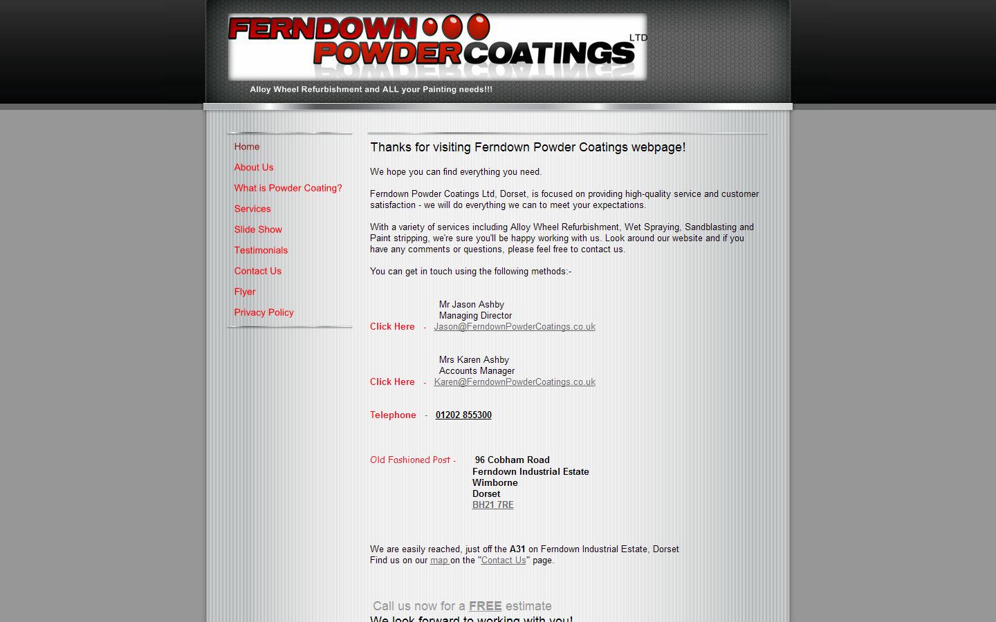 Ferndown Powder Coatings Ltd Website