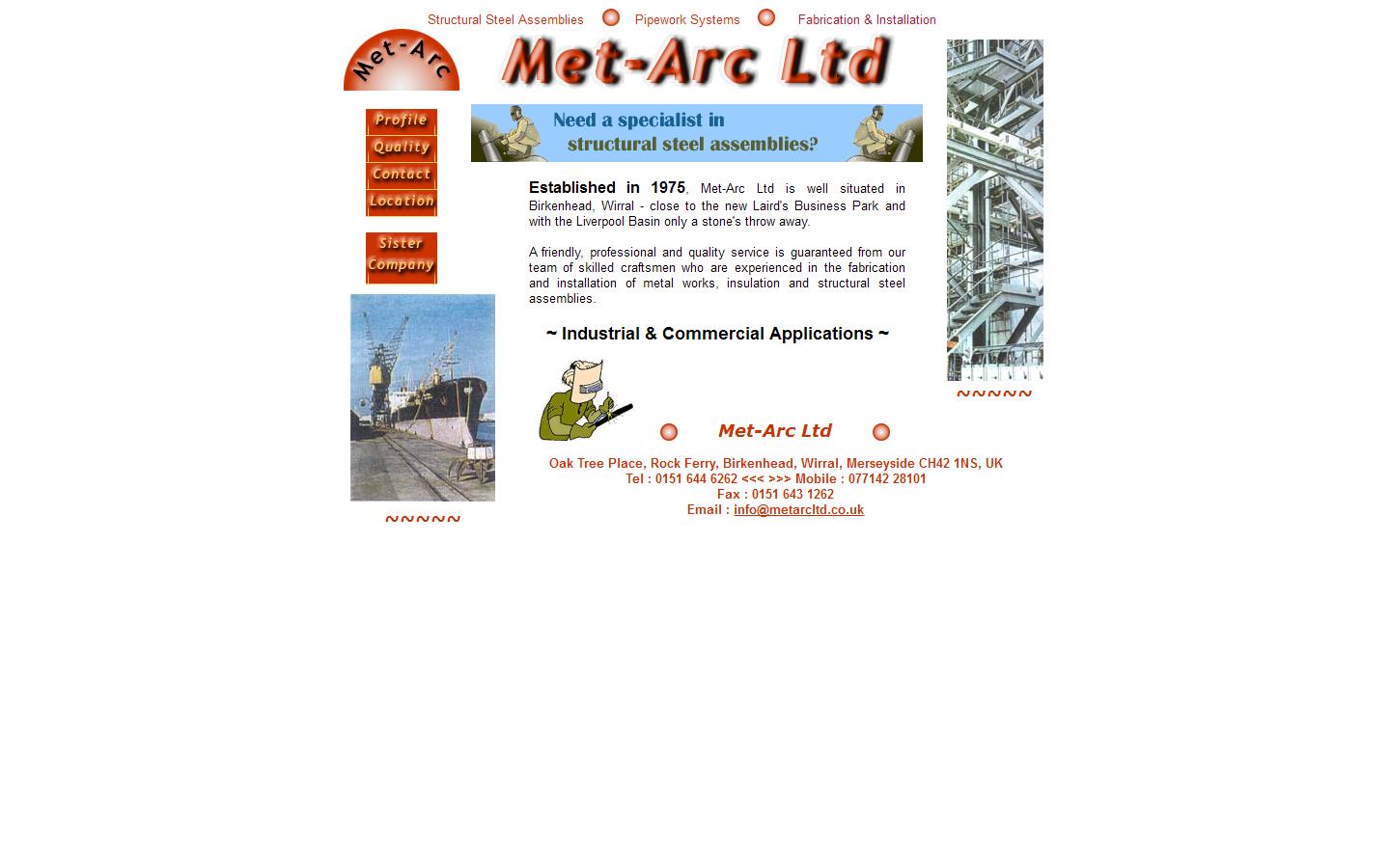 Met Arc Ltd Website