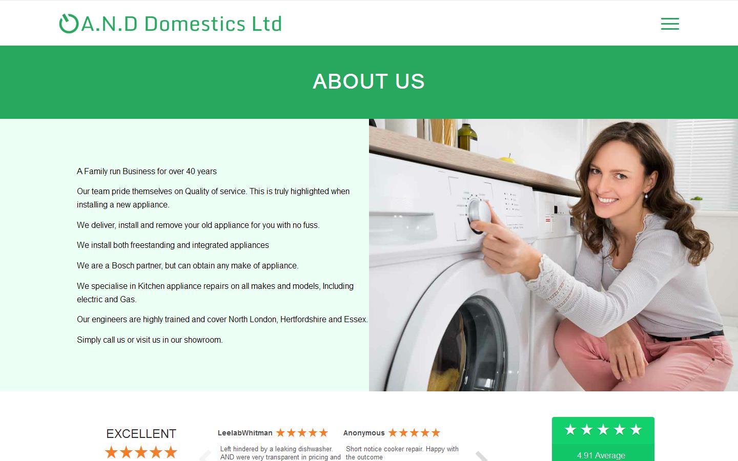 A N D Domestics Website