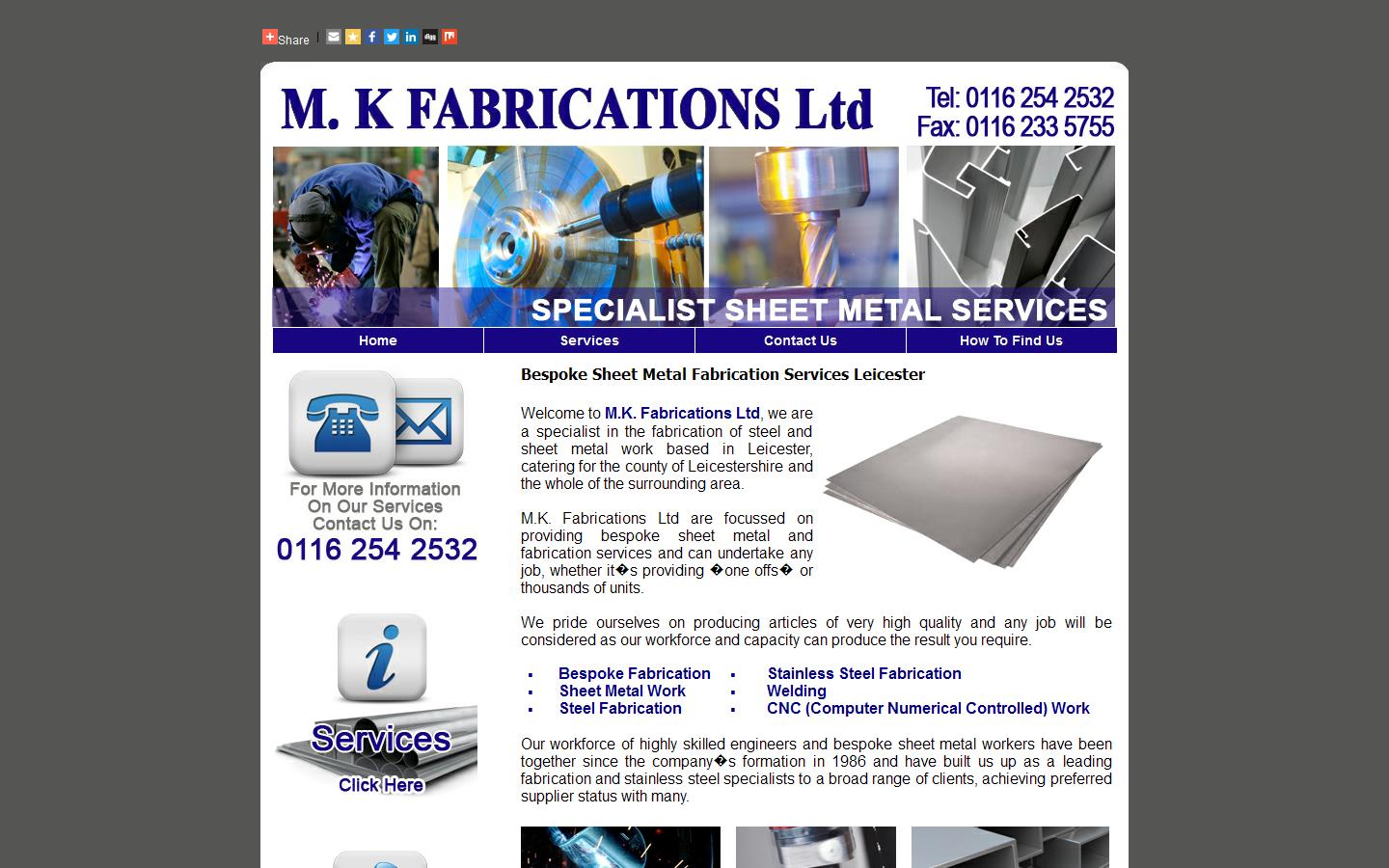 M K Fabrications Ltd Website
