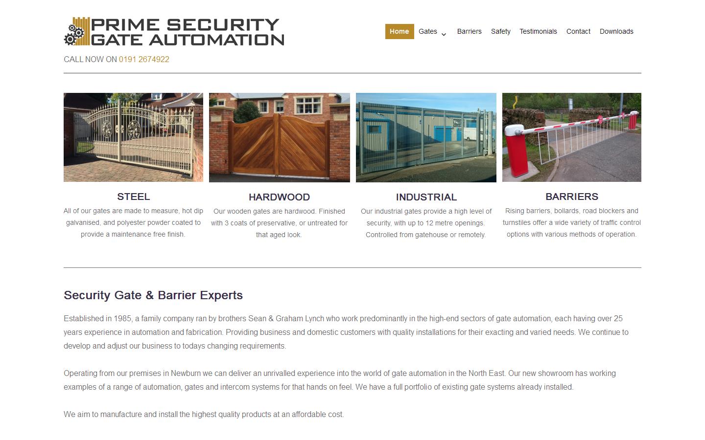 Prime Security Gate Automation Website
