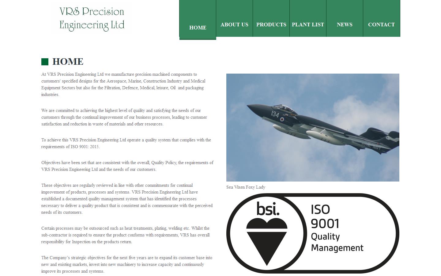 V R S Precision Engineering Ltd Website