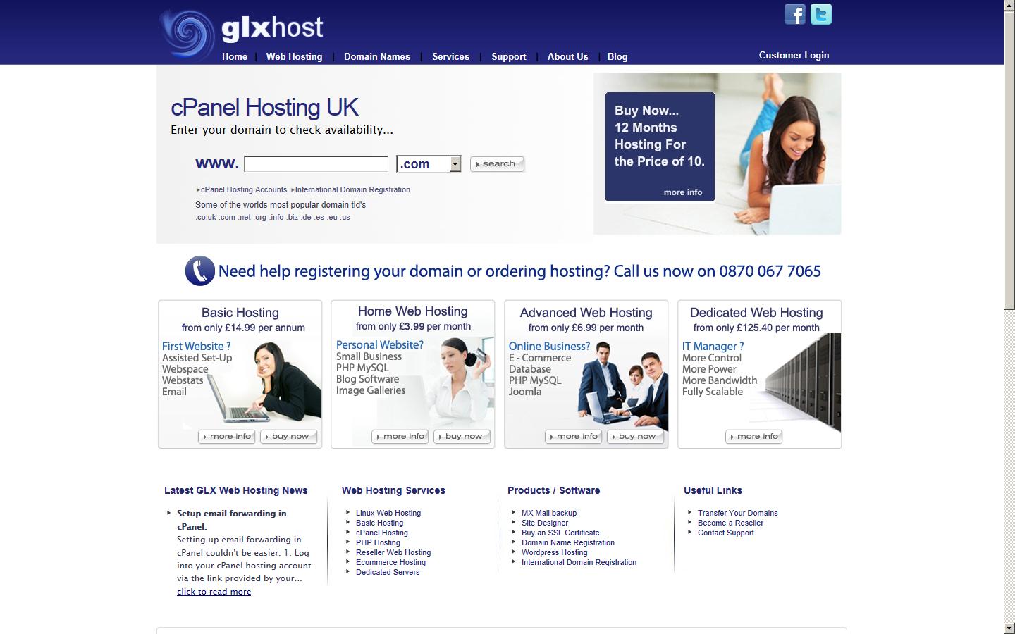 GLX Web Hosting Website