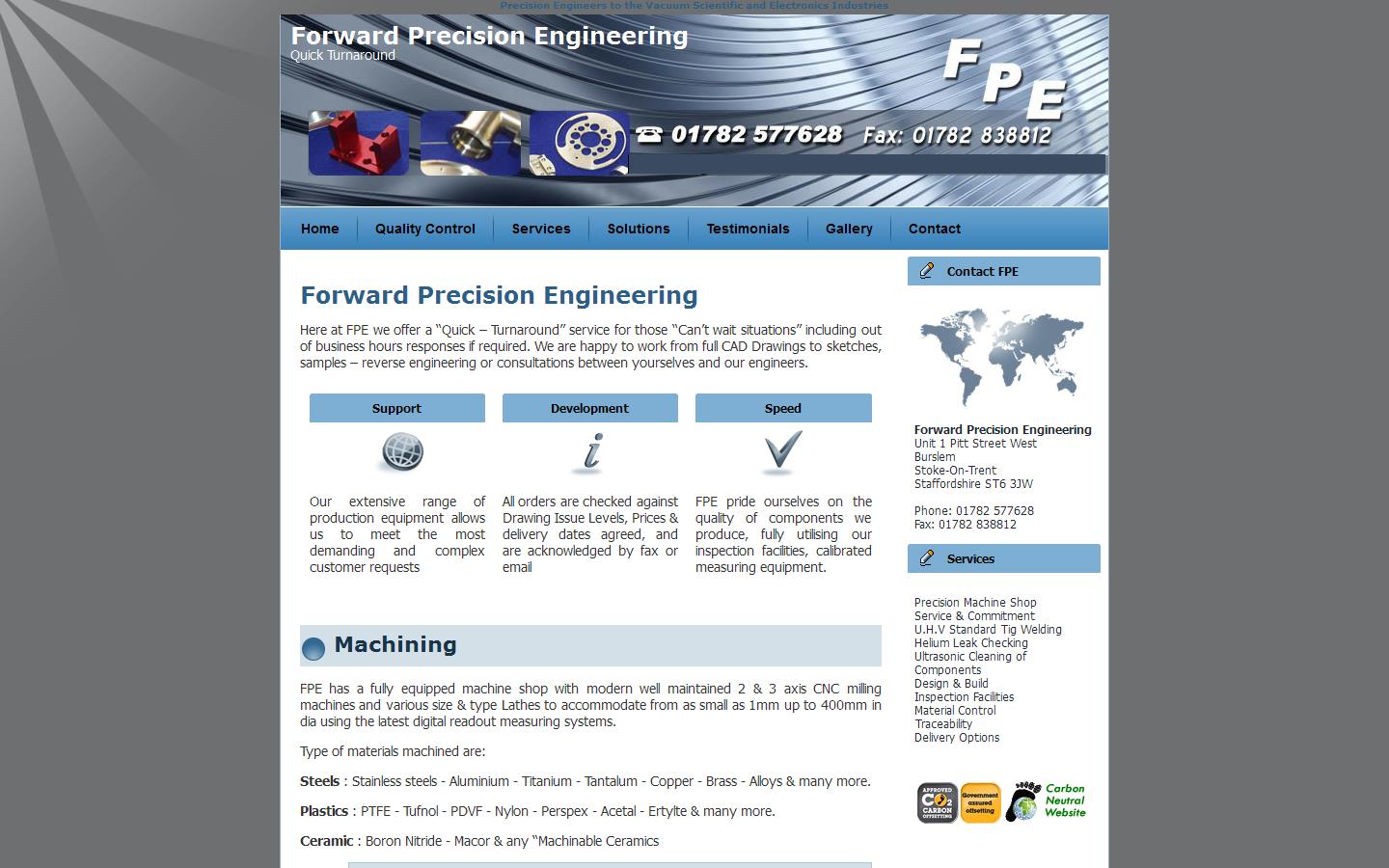 Forward Precision Engineering Website