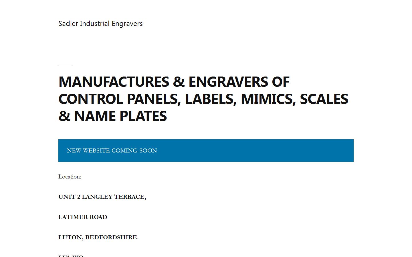 Sadler Industrial Engravers Website