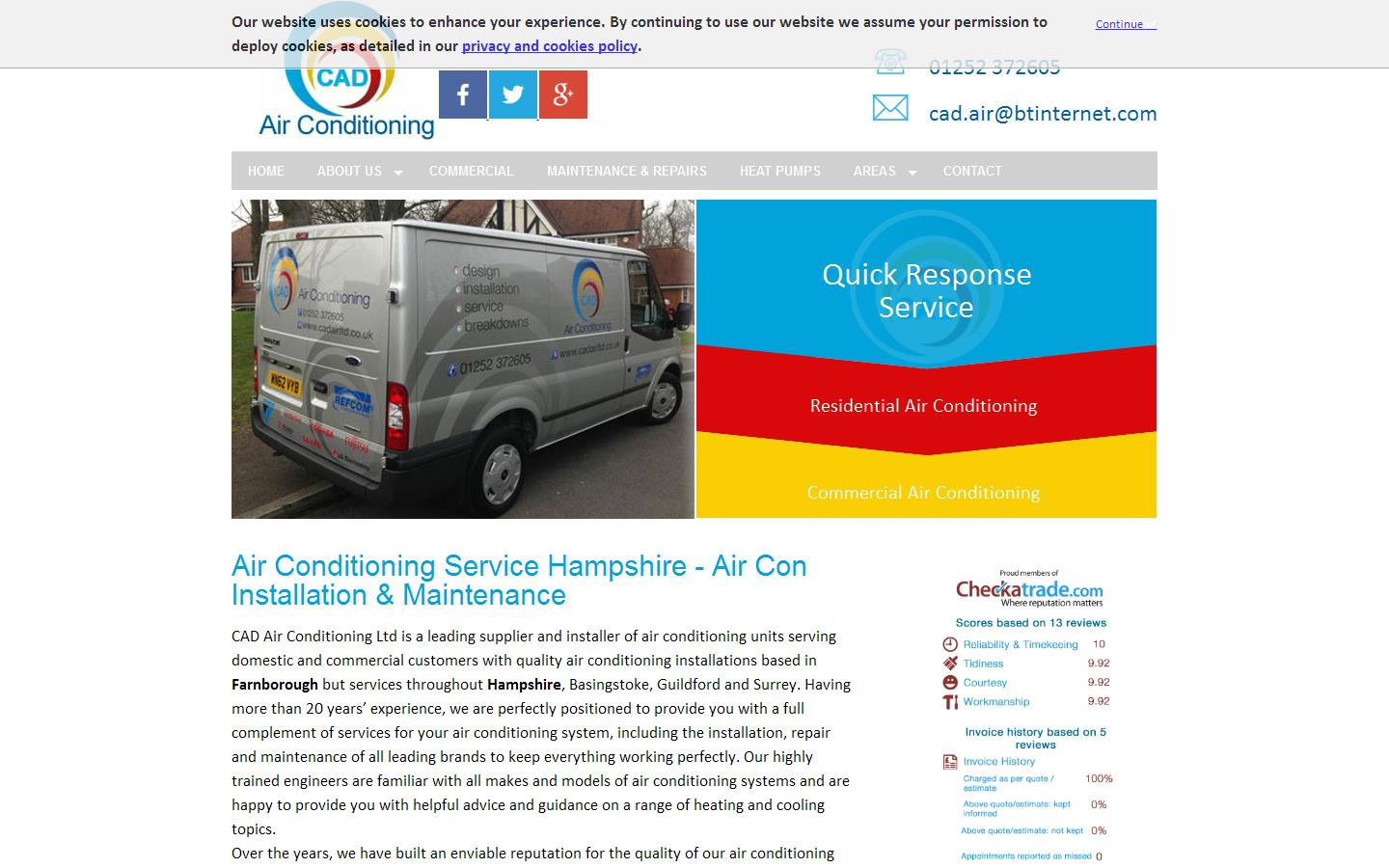C A D Air Conditioning Ltd Website