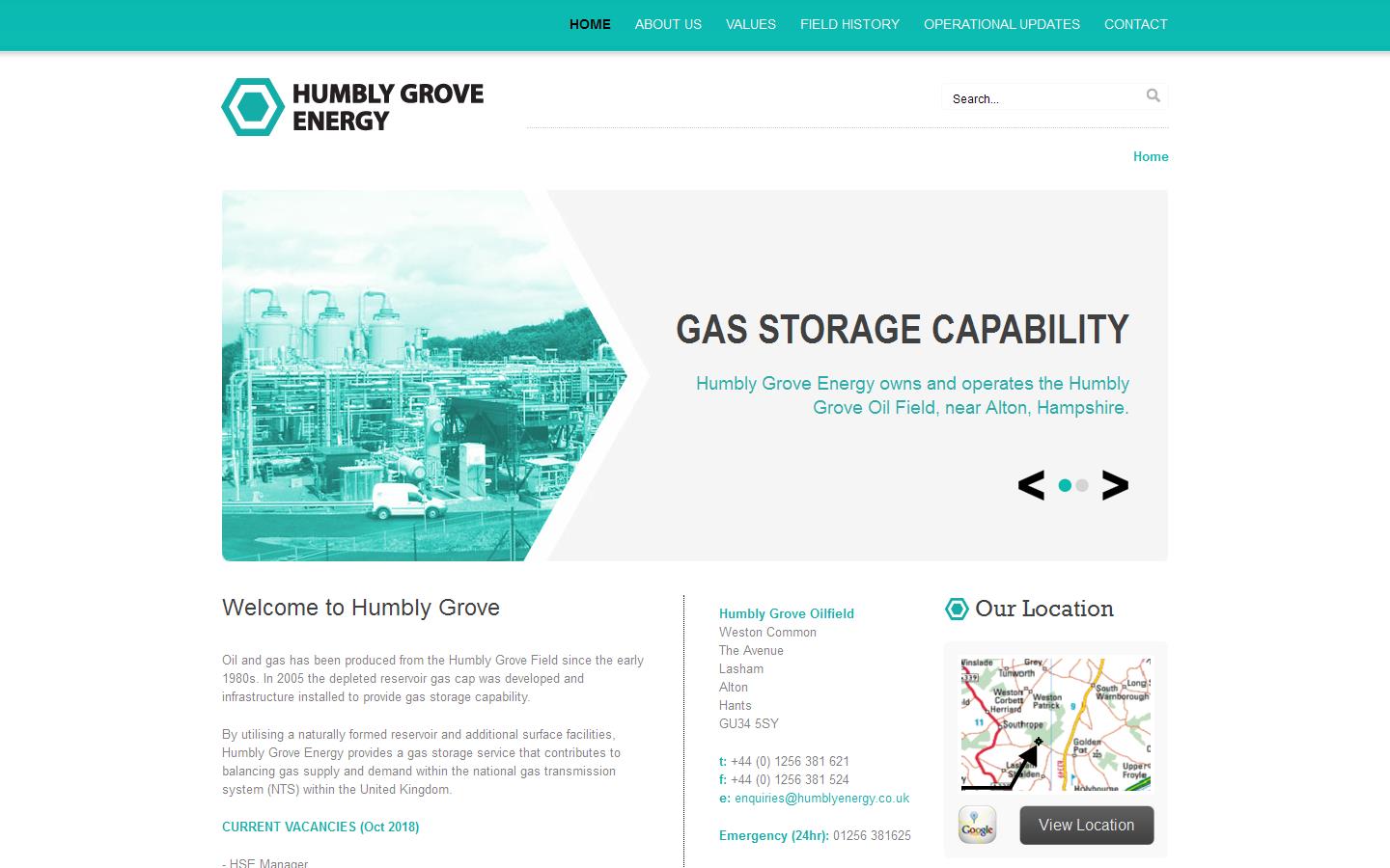 Humbly Grove Energy Ltd Website