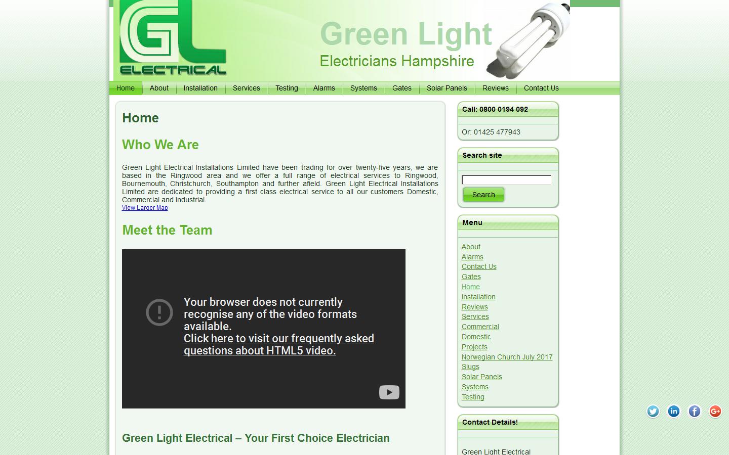 Green Light Electrical Website