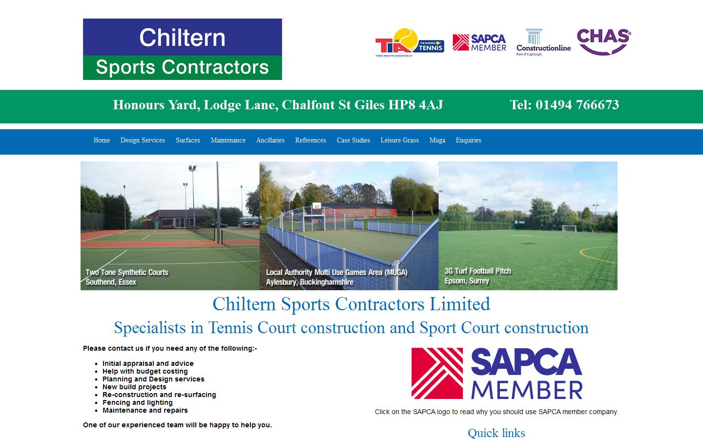 Chiltern Sports Contractors Website