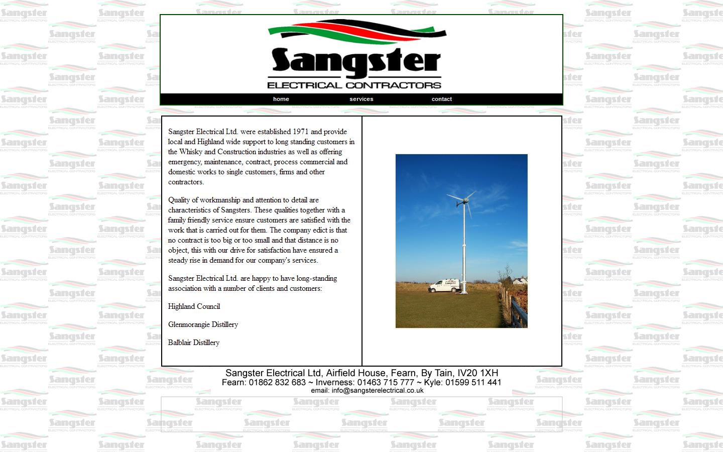 Sangster Electrical Ltd Website