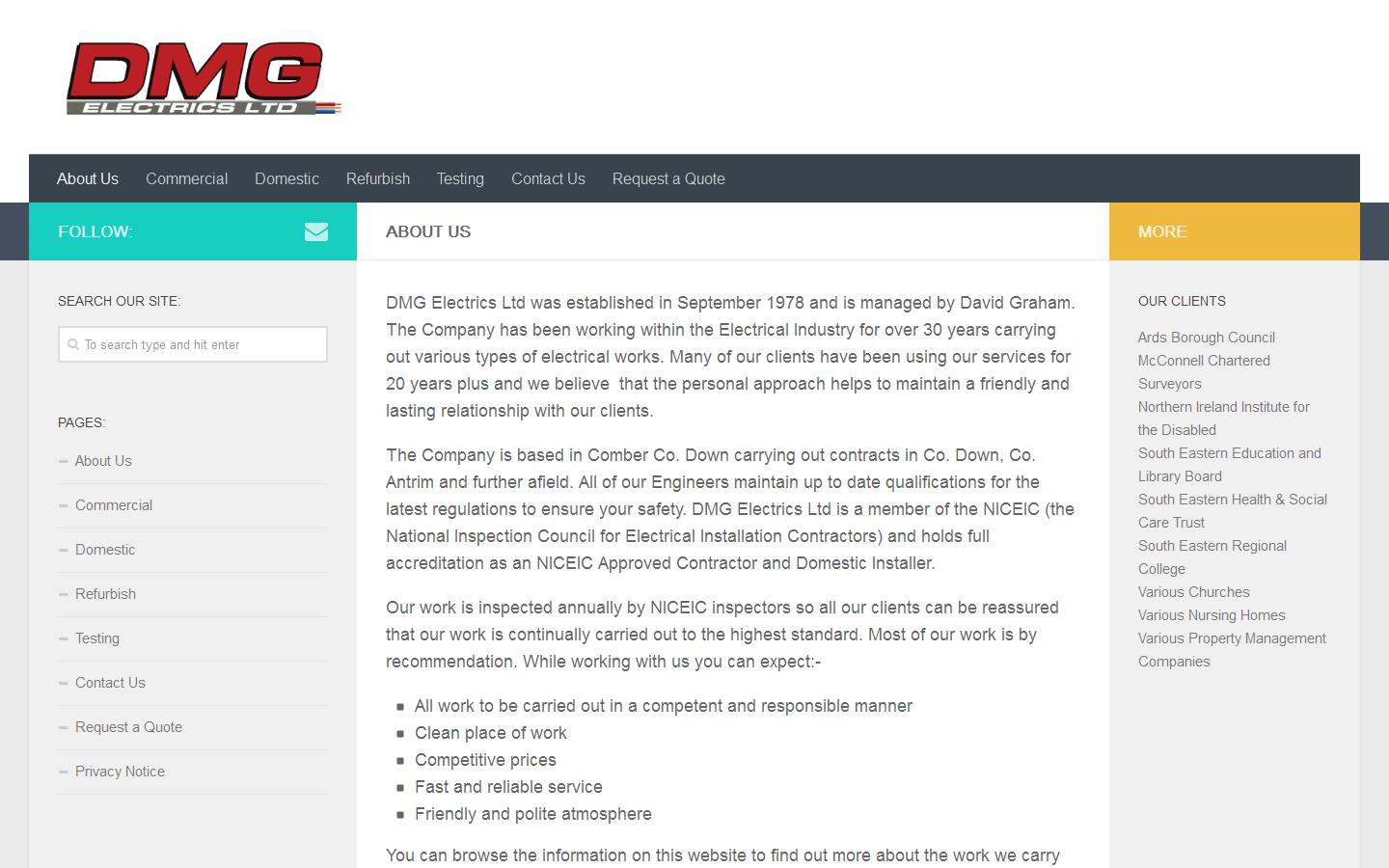 D M G Electrics Ltd Website