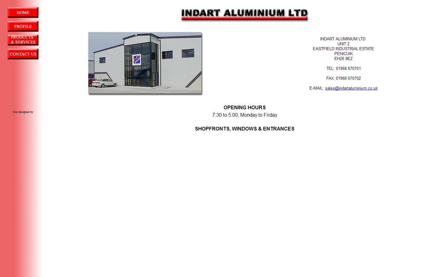 Indart Aluminium Ltd Website