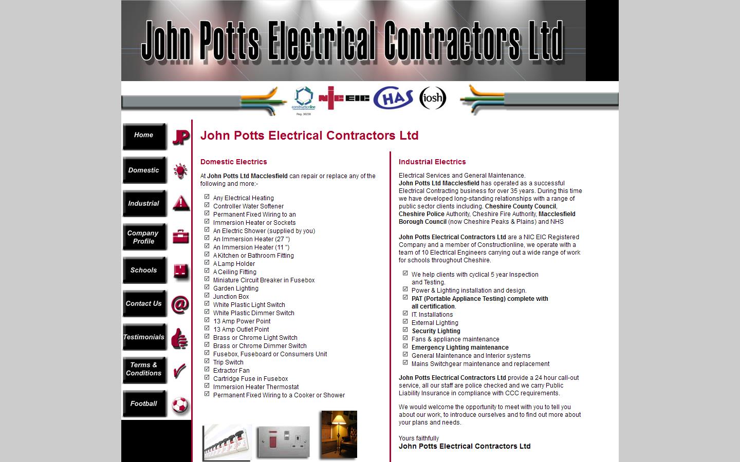 John Potts Electrical Contractors Ltd Website
