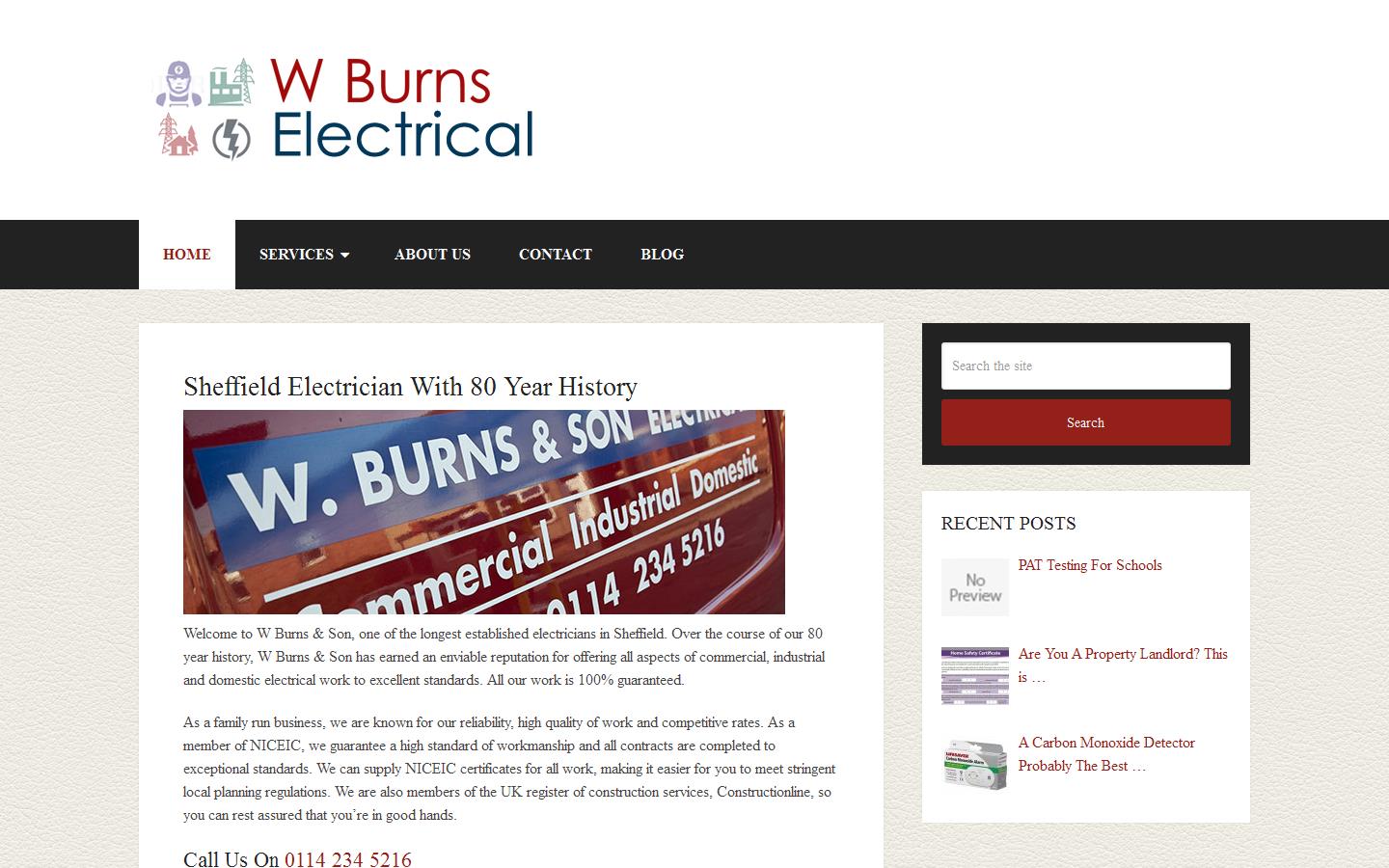 W Burns & Son Electrical Ltd Website
