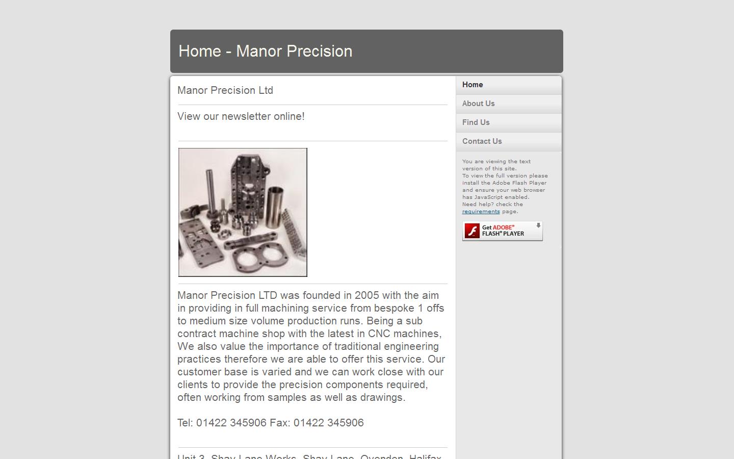 Manor Precision Ltd Website