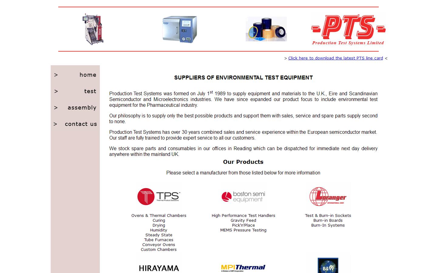 Production Test Systems Ltd Website