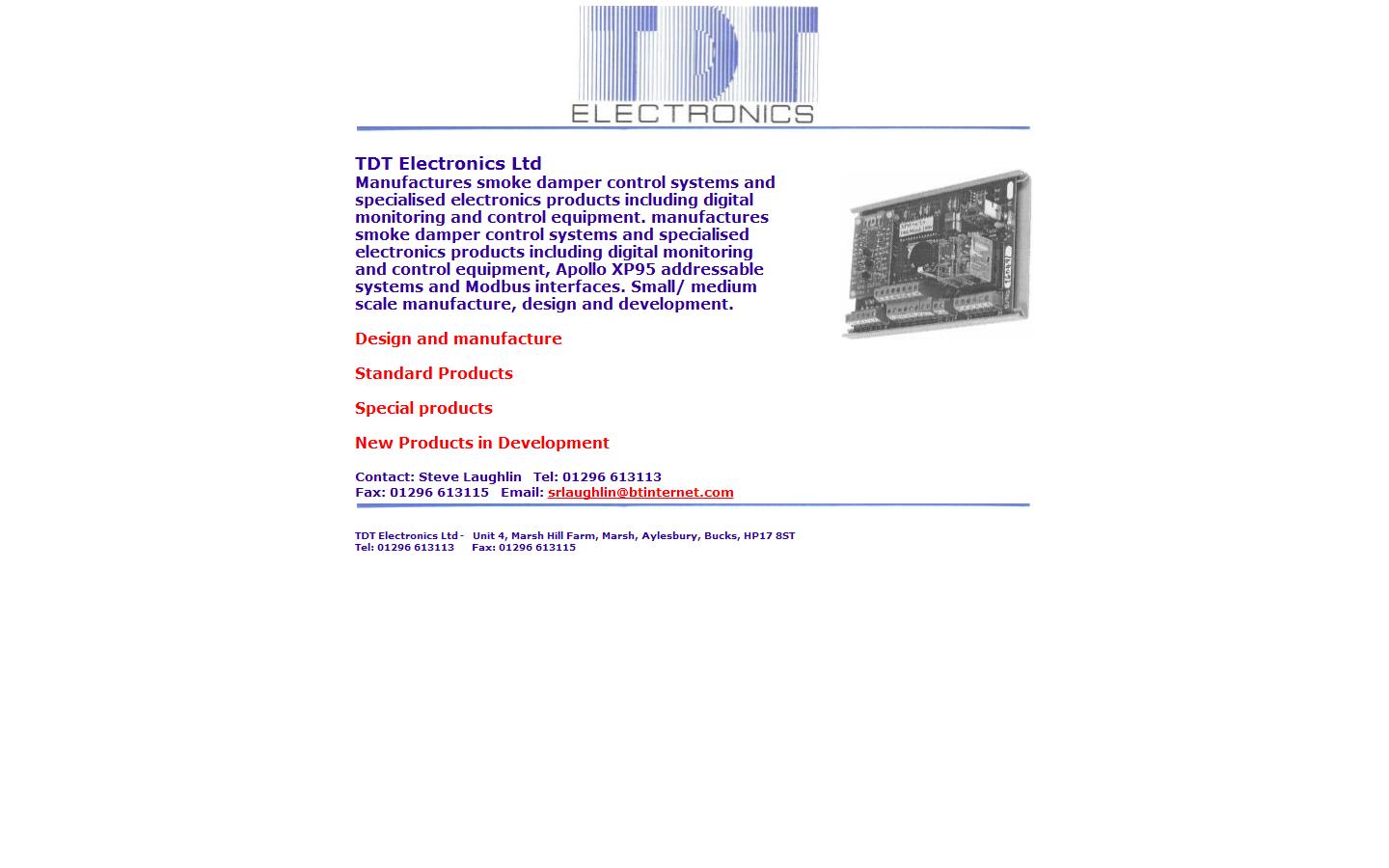 T D T Electronics Ltd Website
