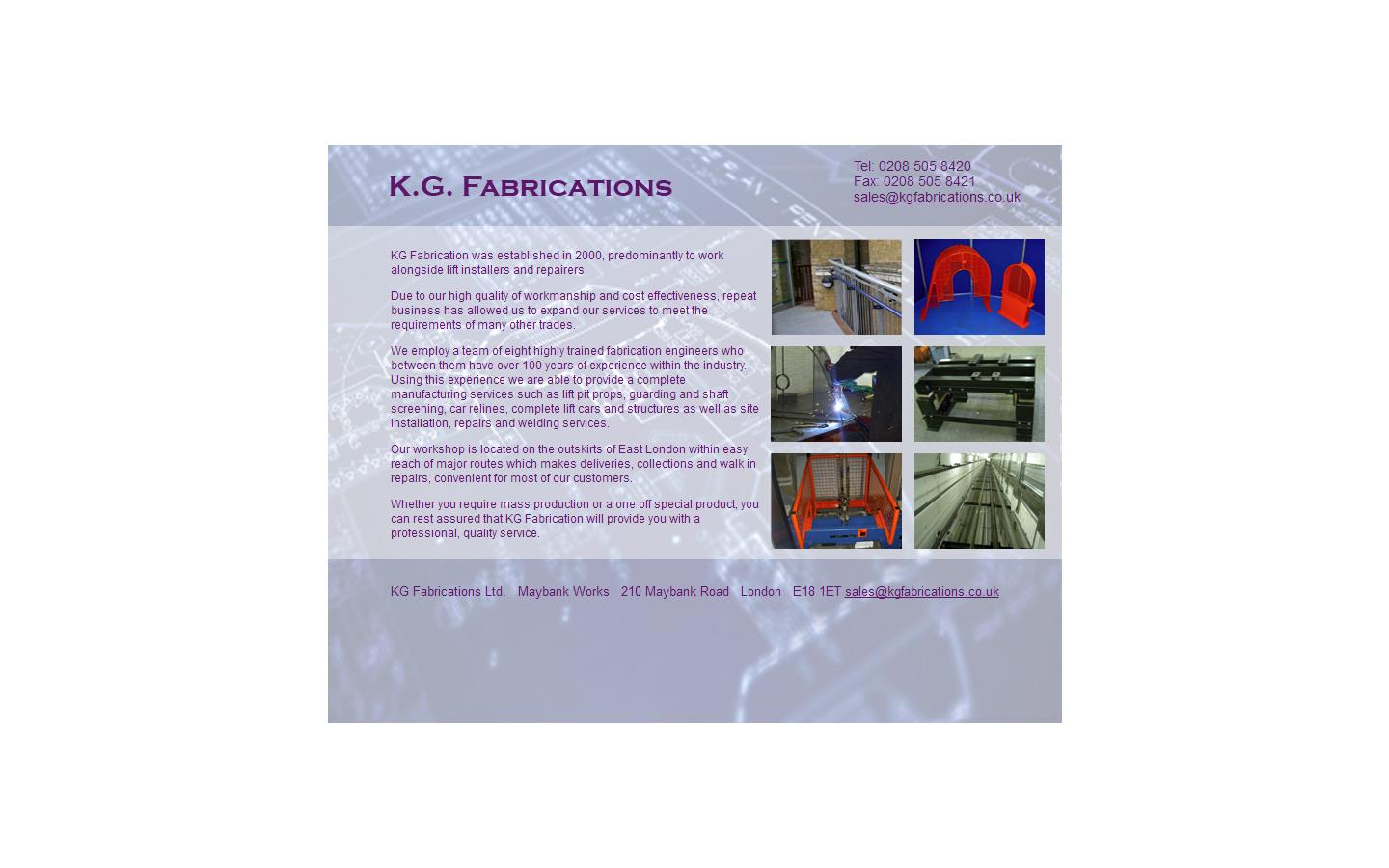 K G Fabrications Website