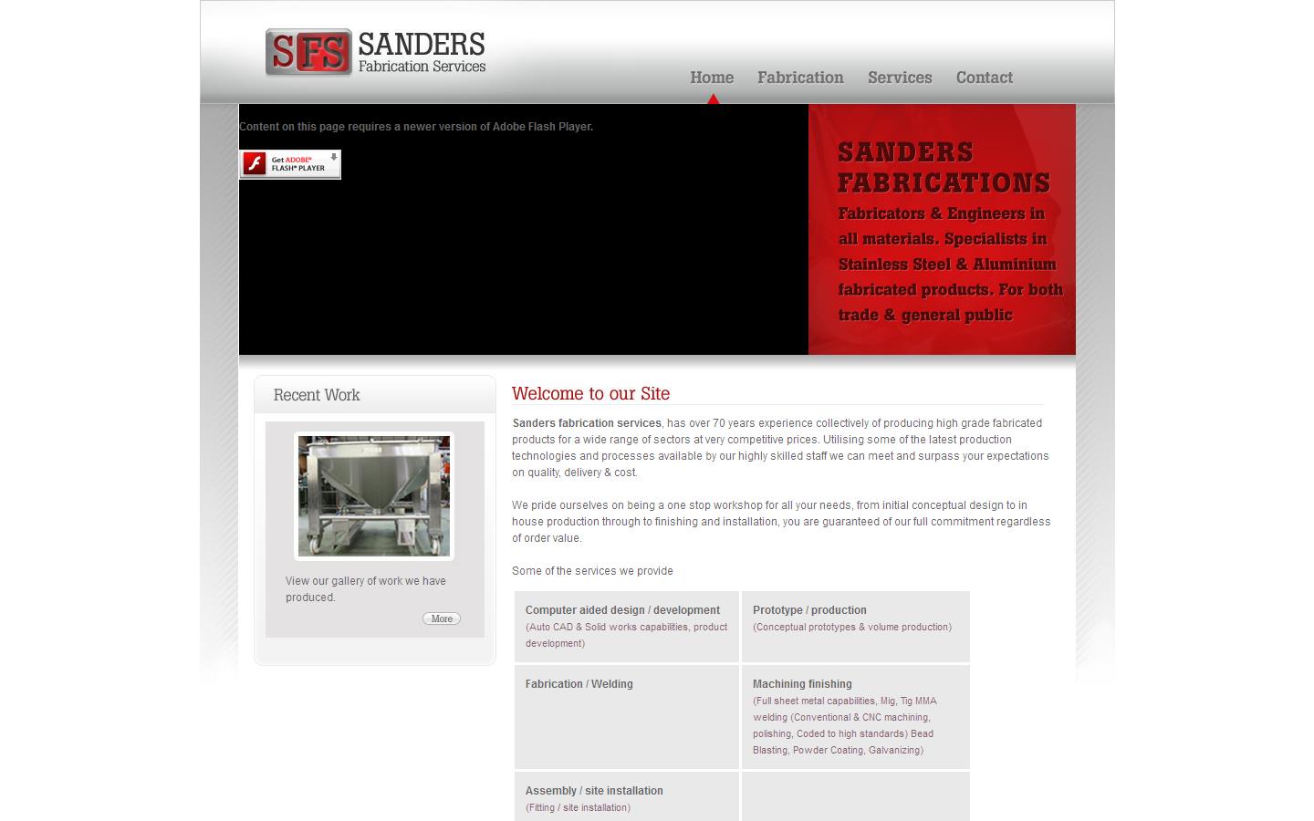Sanders Fabrication Services Website