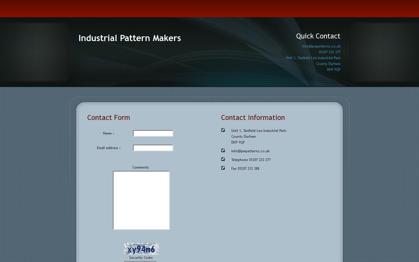 Industrial Pattern Makers Website