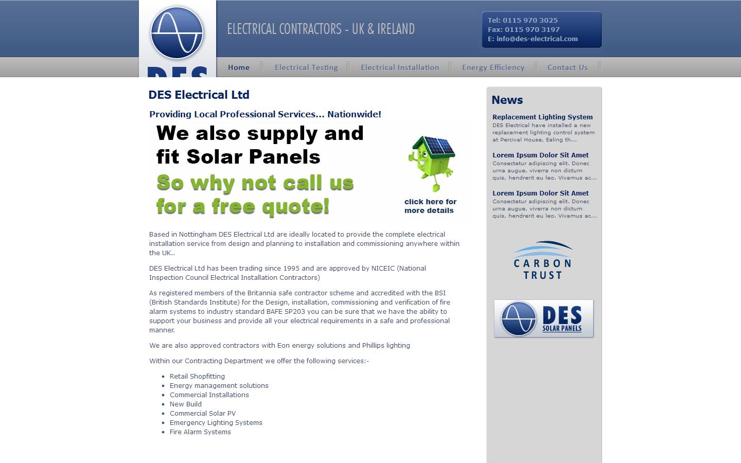 D E S Electrical Ltd Website