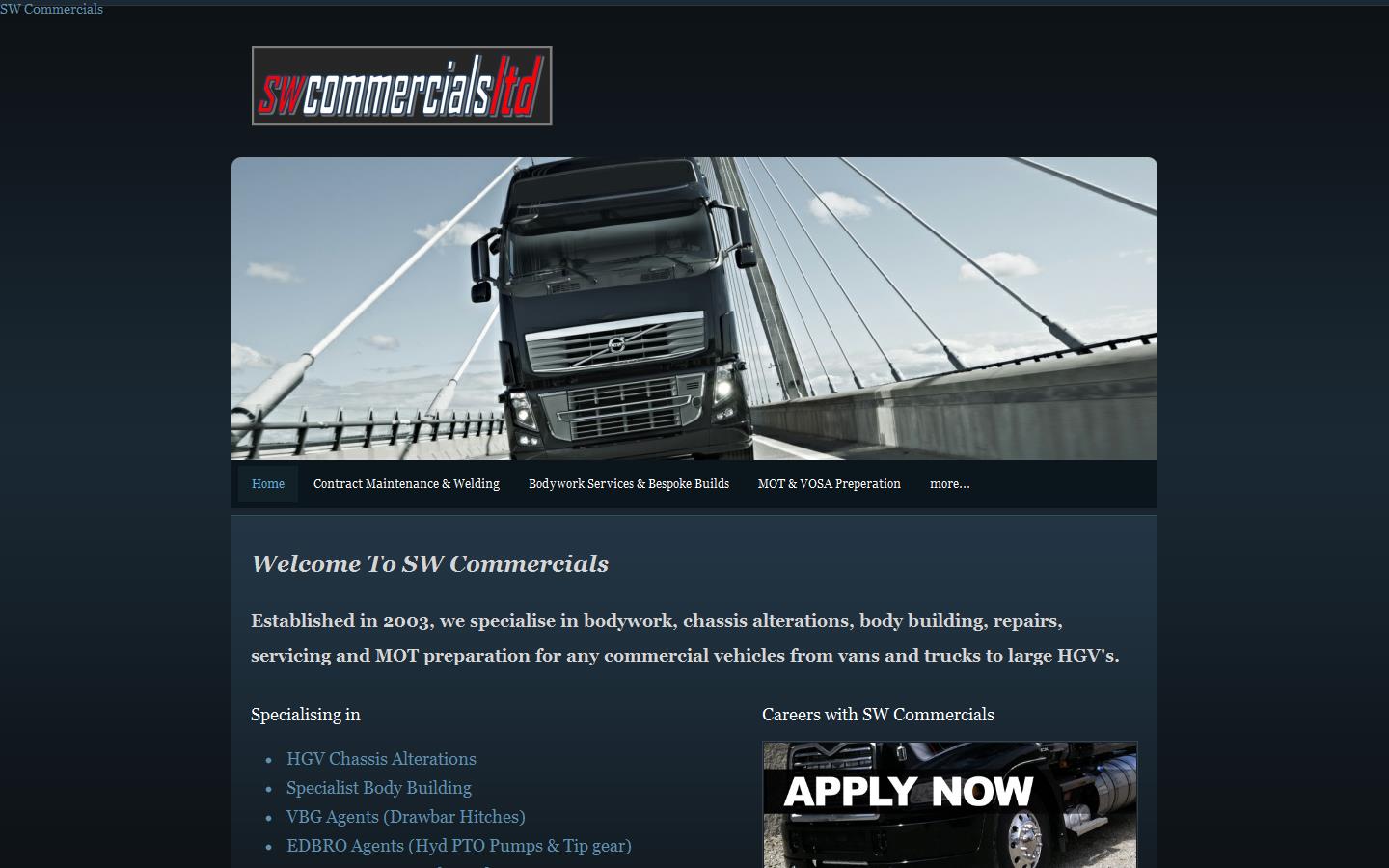 S W Commercials Ltd Website