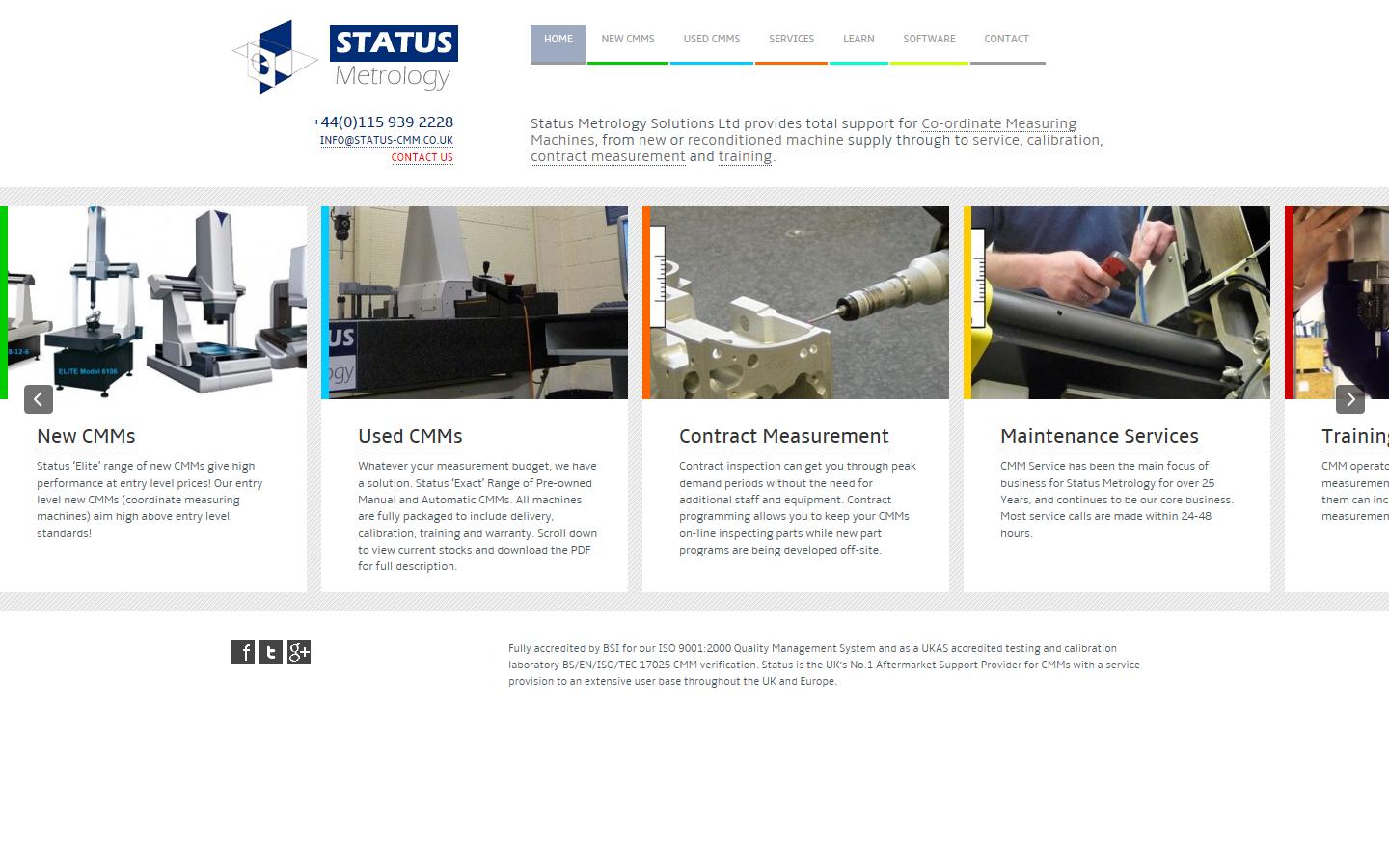 Status Metrology Solutions Ltd Website
