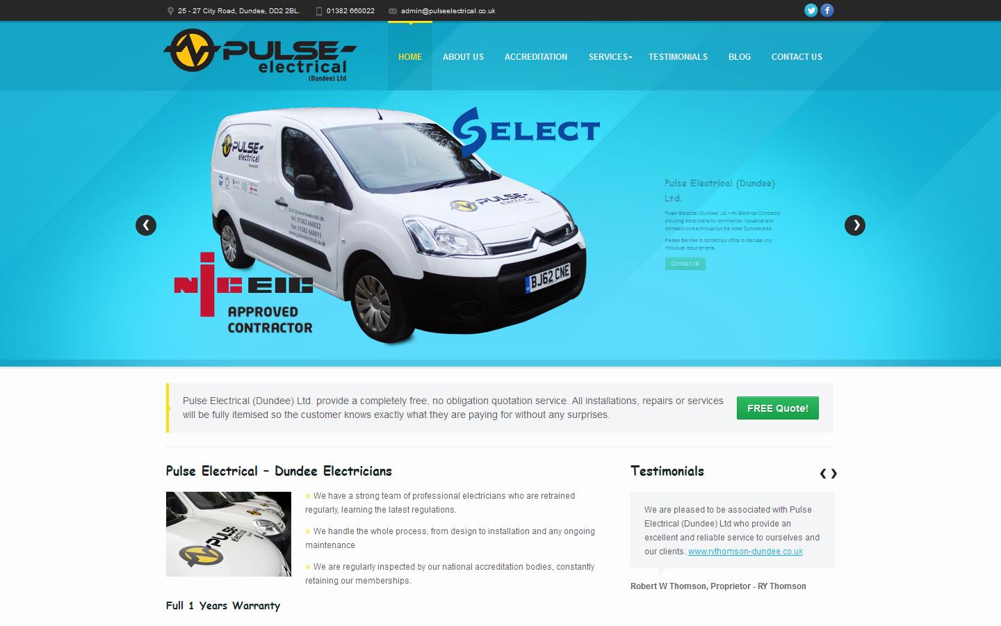 Pulse Electrical Dundee Website