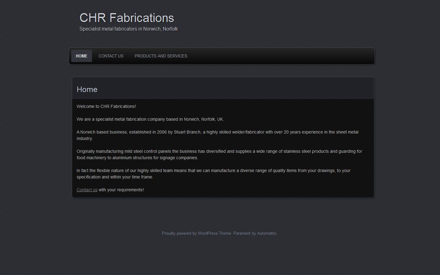 C H R Fabrications Ltd Website