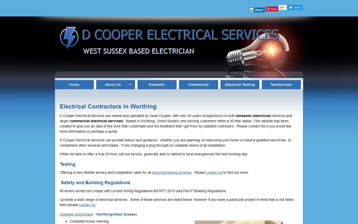 D Cooper Electrical Services Website