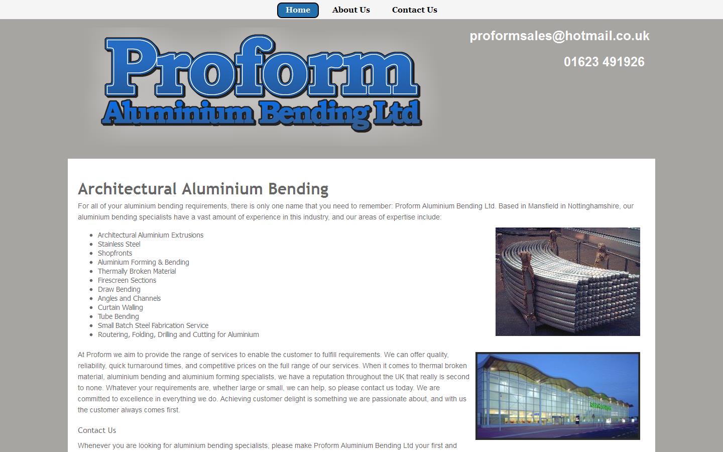 Proform Aluminium Bending Ltd Website