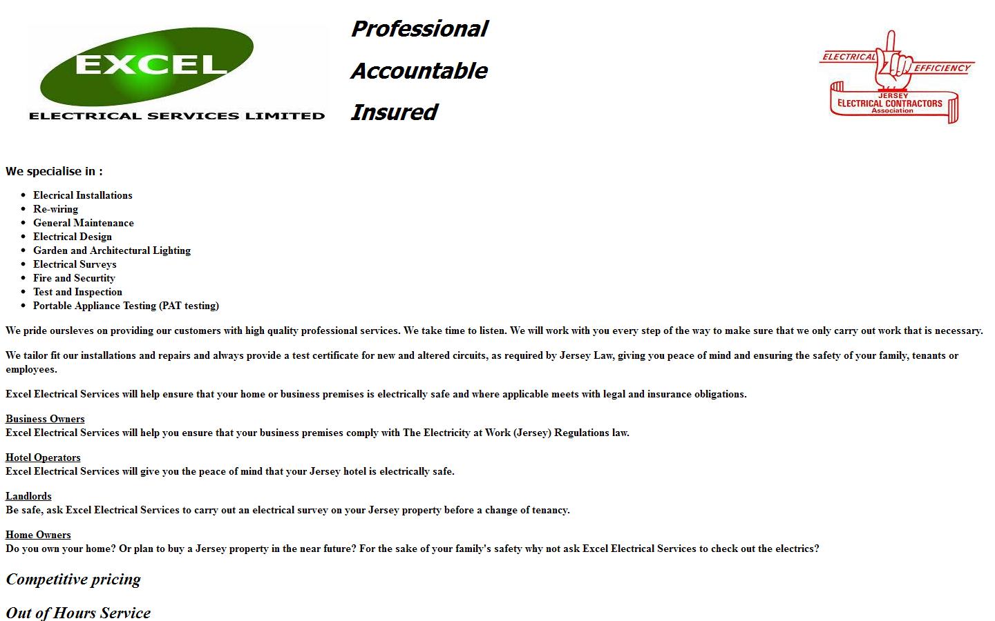 Excel Electrical Services Ltd Website