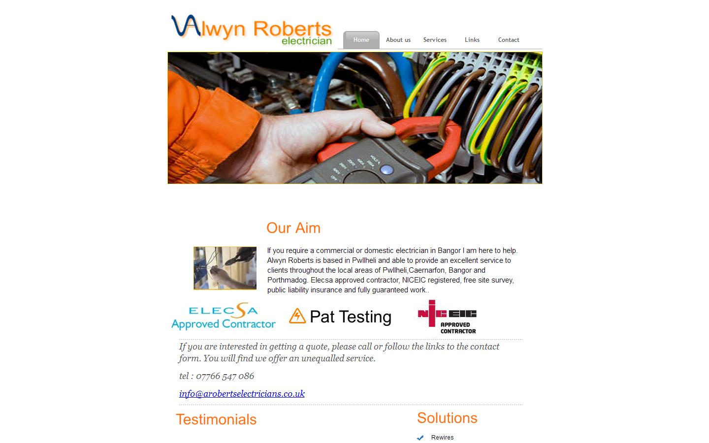 Alwyn Roberts Electrician Website